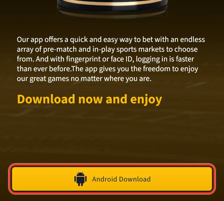 Android Download button on the Jeetwin app page