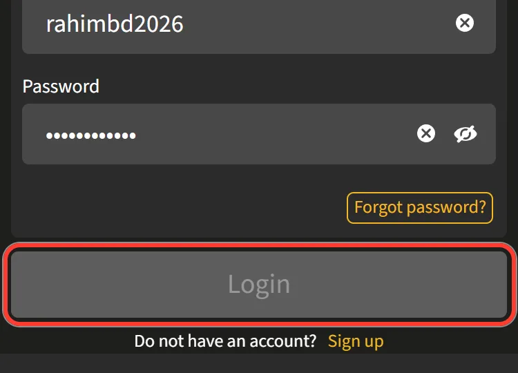 Login button under the Forgot password link in the Jeetwin login window