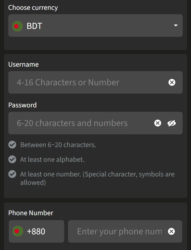 Jeetwin sign up form opened on an Android phone